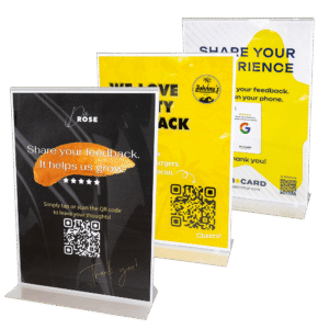 <h2><span style="background-color: #DBDA21; font-weight: bold;">CUSTOM BRANDED</span> Google Review A4 Stand (1pc)</h2>