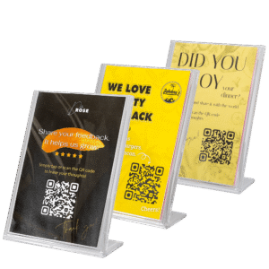 <h2><span style="background-color: #DBDA21; font-weight: bold;">CUSTOM BRANDED</span> Google Review Small Stand (1pc)</h2>