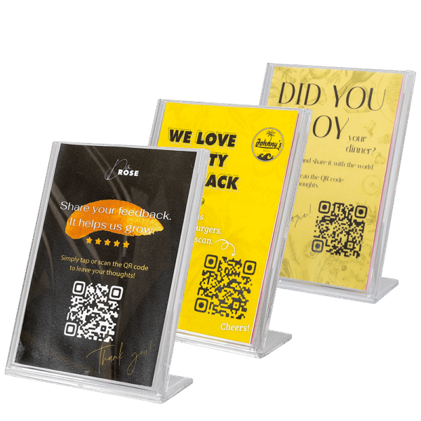 <h2><span style="background-color: #DBDA21; font-weight: bold;">CUSTOM BRANDED</span> Google Review Small Stand (1pc)</h2>